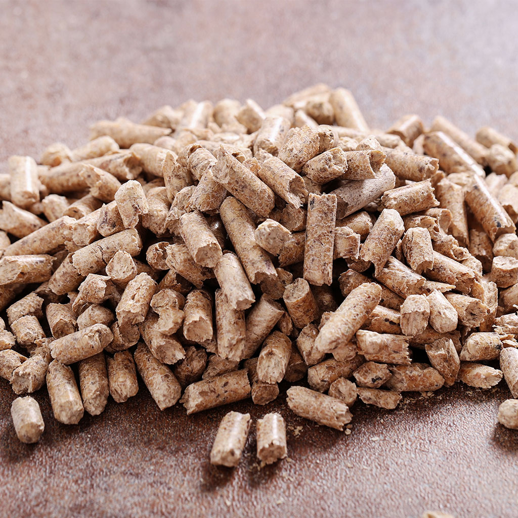 ein kleiner Haufen Holzpellets